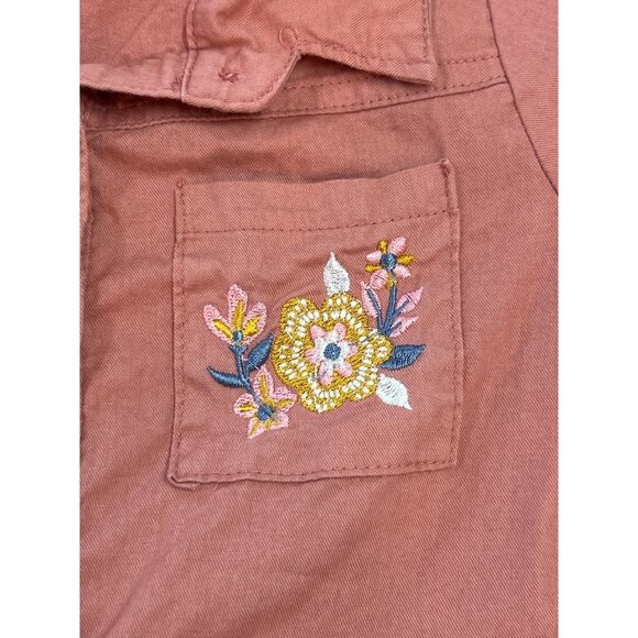 Little Lass Button-Up Dress Girls Size 5 Embroidered Floral - Picture 7 of 7